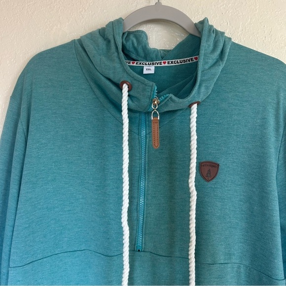 Wanakome Teal Half Zip Pullover Hoodie XXL Cozy Comfy - Picture 4 of 11